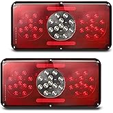 Partsam 2Pcs Rectangle LED Trailer Camper RV Triple Tail Lights Stop Turn Tail Backup Reverse Lights Taillights Vertical and