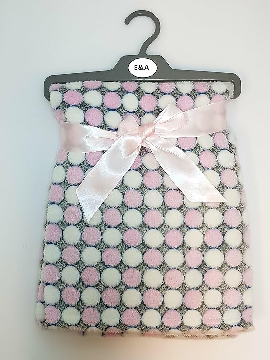 Luxury Soft Fleece Baby Blanket with Cute Dots Design 75 x 100cm for
