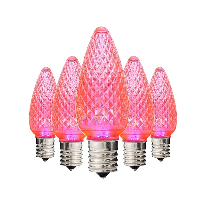 Holiday Lighting Outlet LED C9 Pink Replacement Christmas Light Bulbs