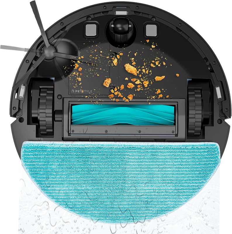 Robot Aspirapolvere e Lavapavimenti Base Autosvuotamento Conga Y80 Dark. Navigazione Laser, 25000 Pa, Auton. 240min, Spazzola Silicone Pet, Sacco 3L, Bluetooth WiFi, App per Casa Sempre Pulita