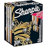 Sharpie Metallic Permanent Markers, Fine Point, Assorted Metallic, 36 Count