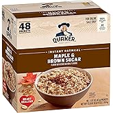 Quaker Instant Oatmeal, Maple &amp; Brown Sugar, Individual Packets, 1.51 Ounce (Pack of 48)