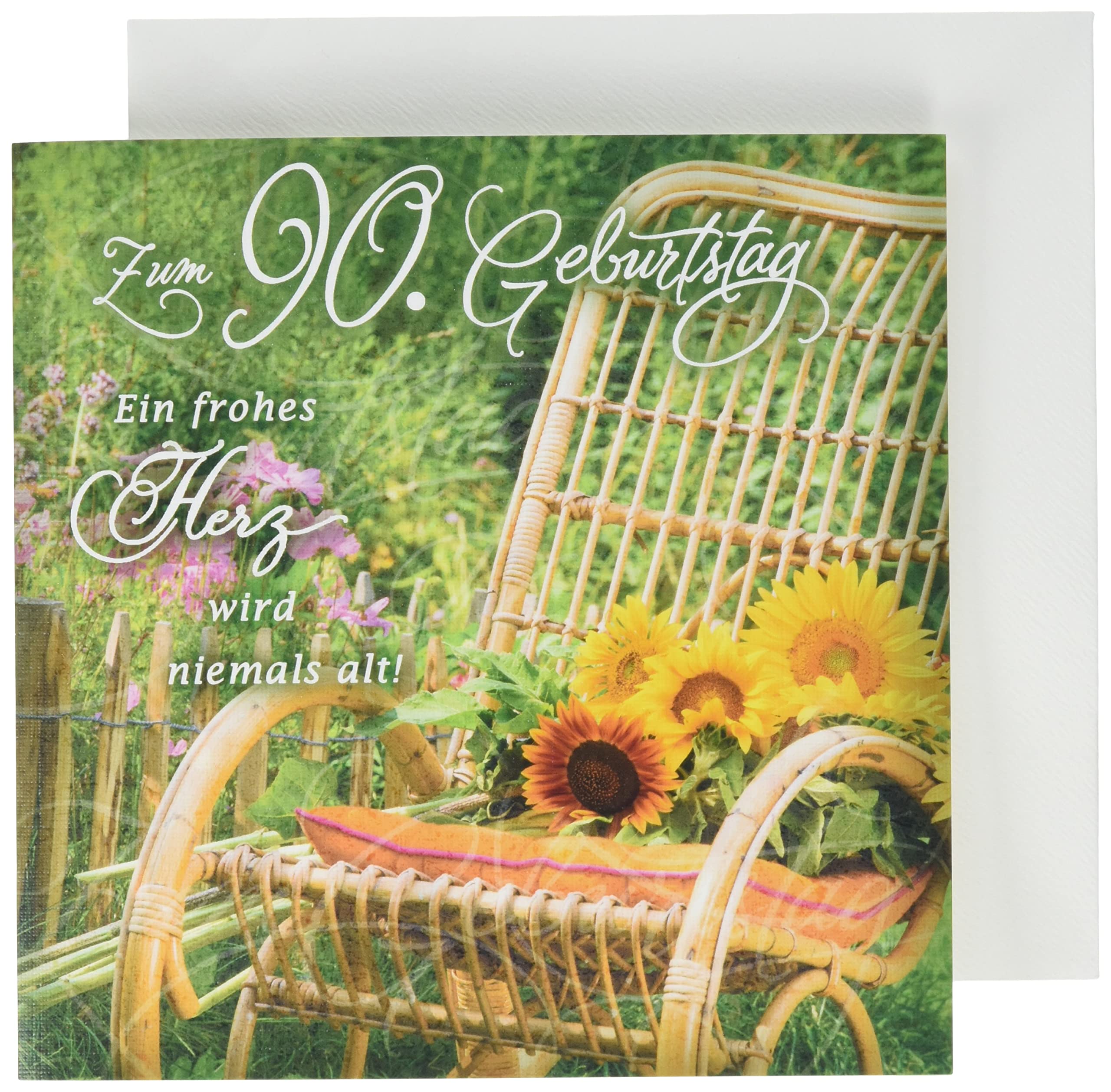 Perleberg Romantica 90th Birthday Card - Rocking Chair - 15 x 15 cm - 7750055-2