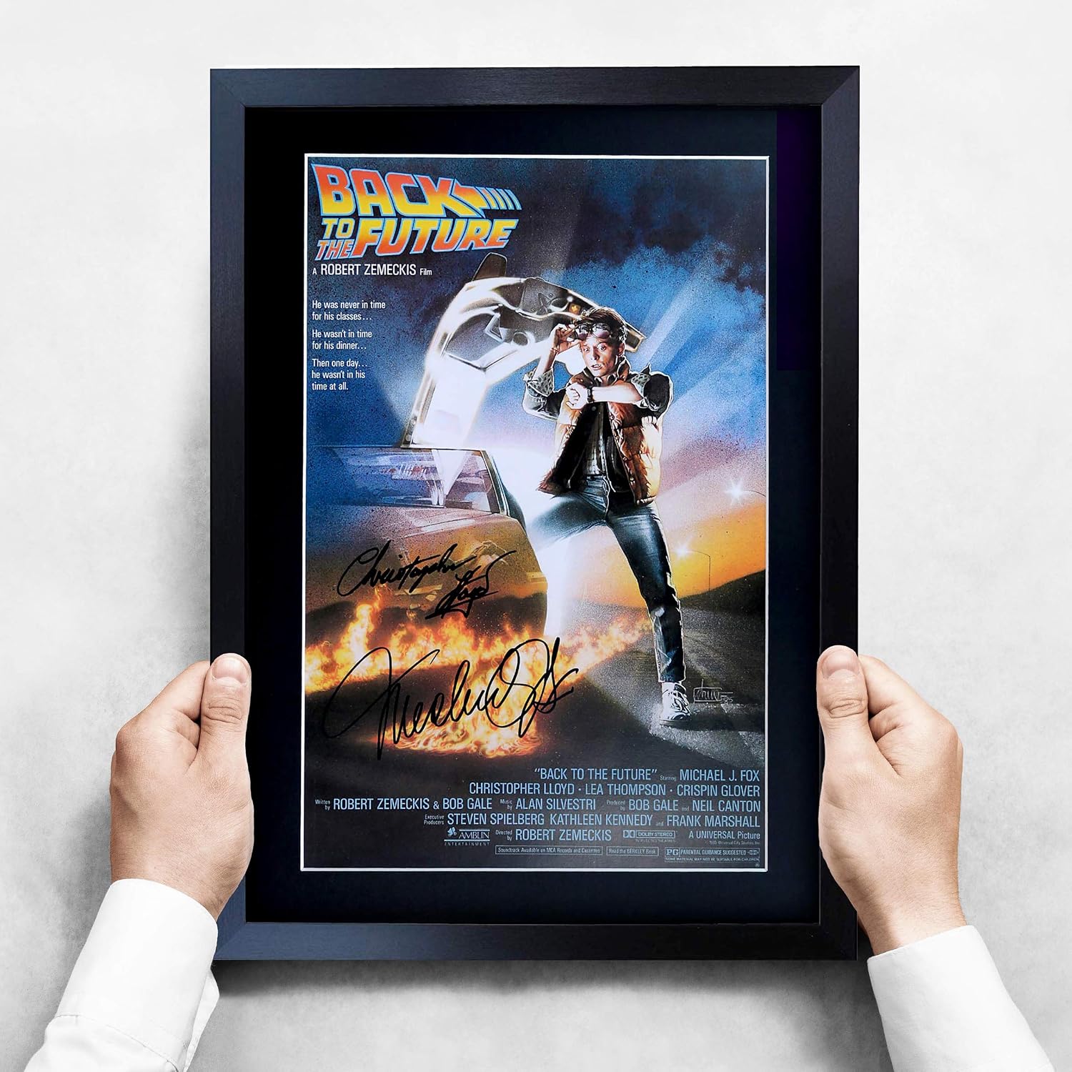 HWC Trading A3 FR Back to the Future Movie Poster Cast Signed Gift FRAMED A3 Printed Autograph Christopher Lloyd Michael J Fox Gifts Print Photo Picture Display - Image 4