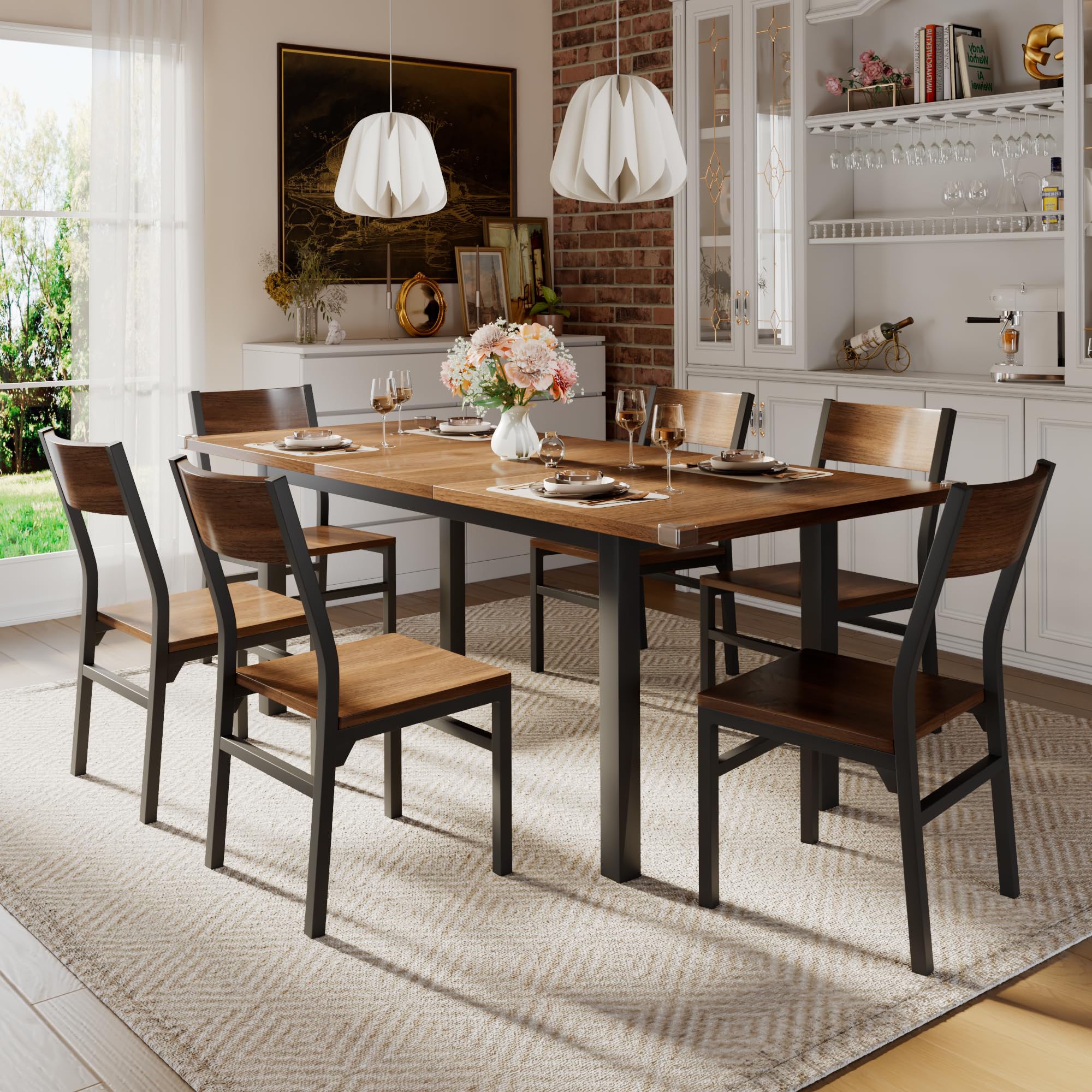 iPormis 7-Piece Dining Table Set with 6