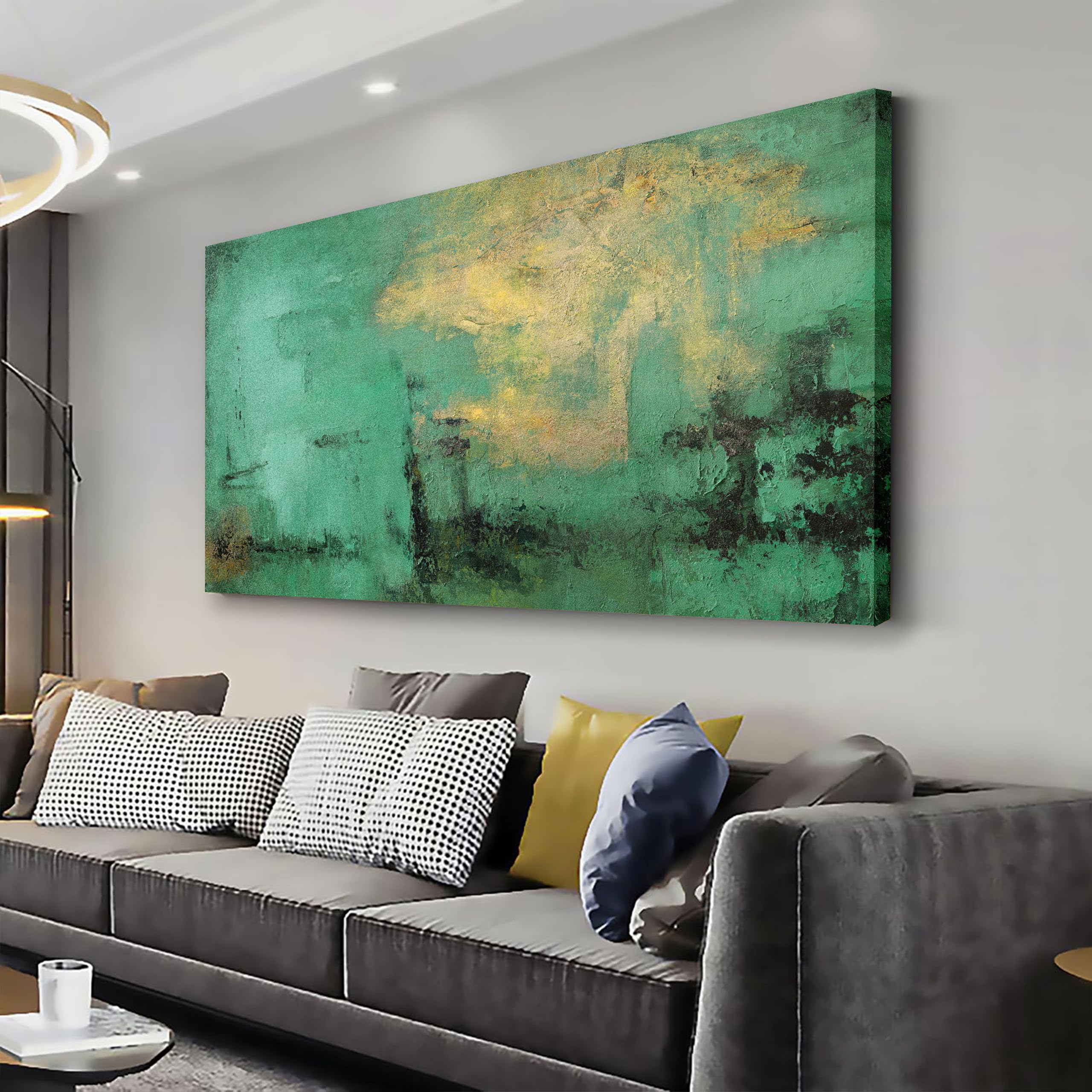 glvzygy abstract wall art green and gold vintage abstract canvas wall decor artwork paintings suitab