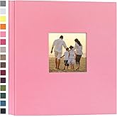 potricher Linen Hardcover Photo Album 4x6 600 Photos Large Capacity for Family Wedding Anniversary Baby Vacation (Pink, 600 Pockets)