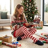 Henbrandt Women's Red White Striped Tights Elf Christmas One Size view 6