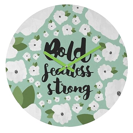 Deny Designs Allyson Johnson Round Clock, Bold Floral Mint