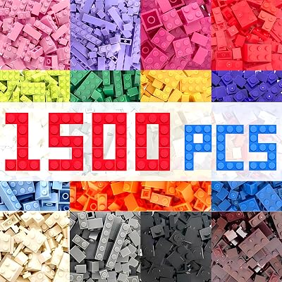 HIUME Building Bricks 1500 Pieces Compatible with Major Brands 12 Colors 14