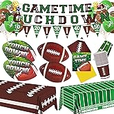 Football Party Supplies Kit Serve 24,Football Dinner Plates, Dessert Plates, Napkins, Cups,Banner,Balloon andTablecloth for Football Birthday Party Football Game Day Tailgate Party Decorations