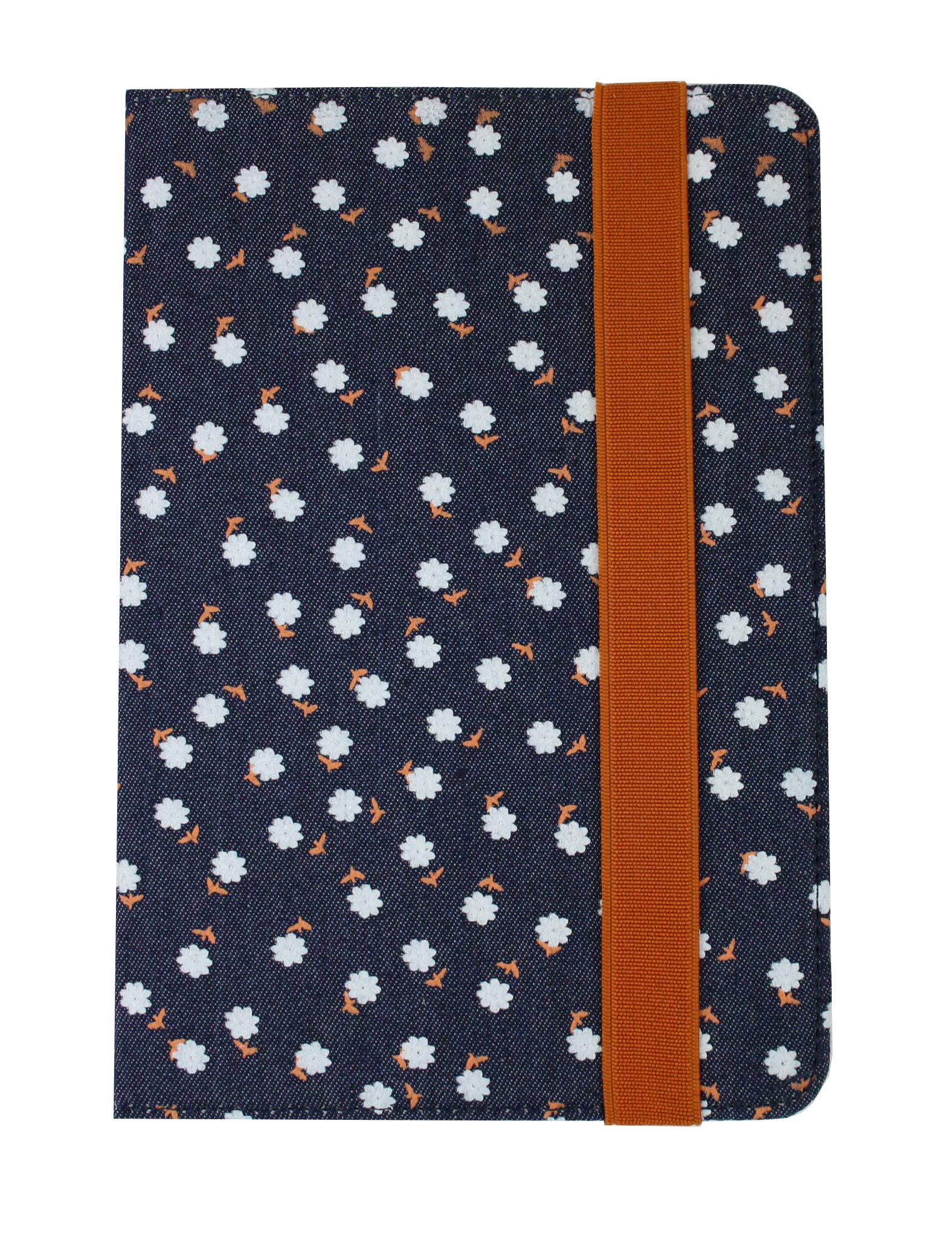 Emartbuy Universal 7-8.8 Inch Denim Floral Multi Angle Folio Wallet Case Cover With Card Slots and Stylus Pen Compatible With Selected Devices Listed Below