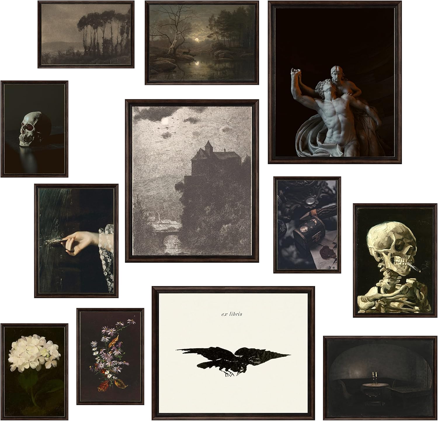 Wall Décor - 97 DECOR Dark Academia Room Decor - Gothic Home Decor, Moody Halloween Decor, Dark Academia Aesthetic Pictures, Creepy Posters Goth Art Prints, Edgy Witchy Gallery Wall Art for Dorm Bedroom (UNFRAMED)