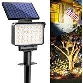 COOZAMING Solar Spot Lights Outdoor Waterproof, 1 Packs, Warm White | 24 LED Independently Adjustable Solar Spot lights for Flag, Tree, House, Garden, Yard, 3 Lighting Modes Landscape Spotlights