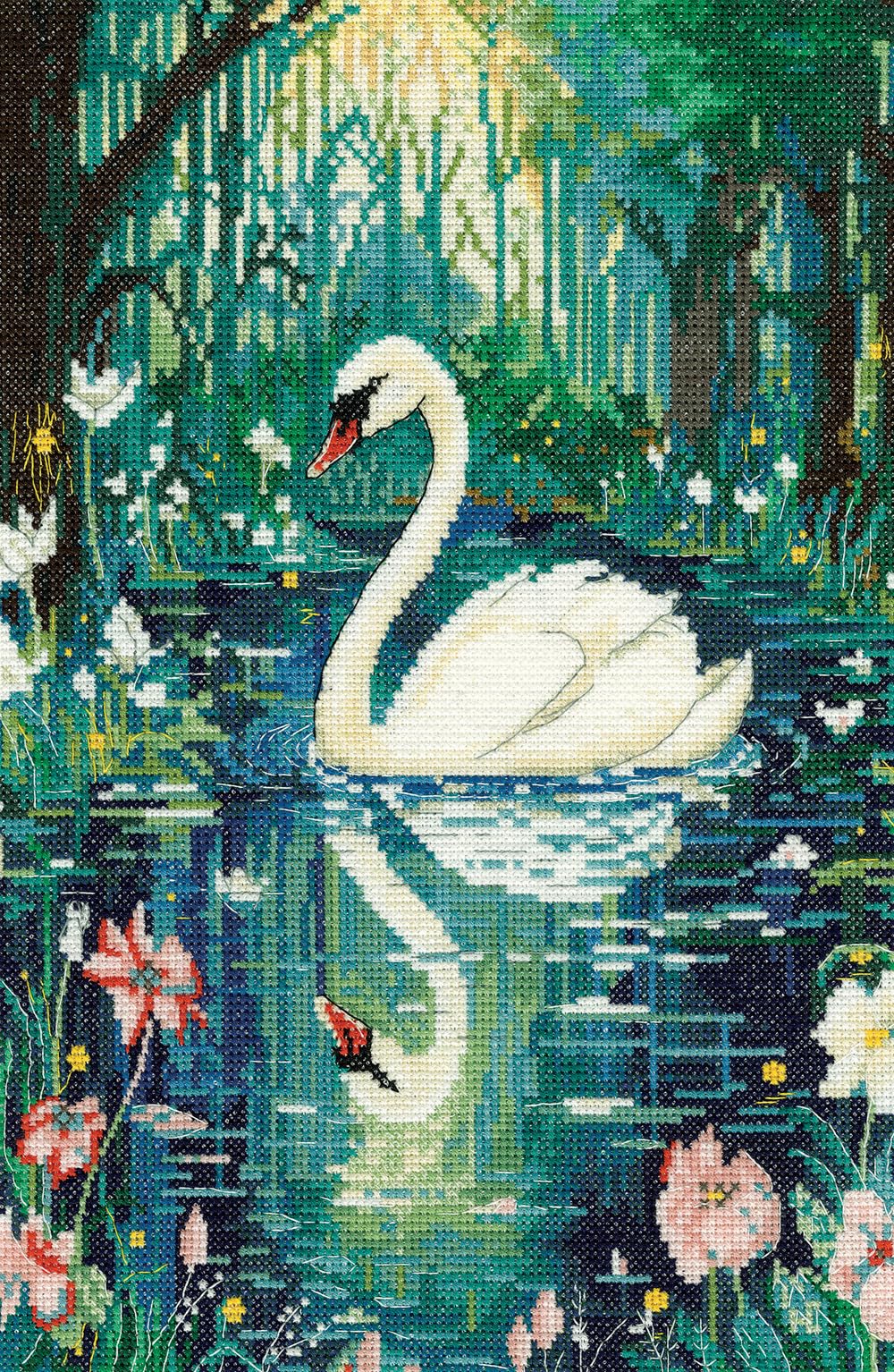 Heritage Crafts Tranquility - Swan Counted Cross Stitch Aida Kit Elaine Serenum