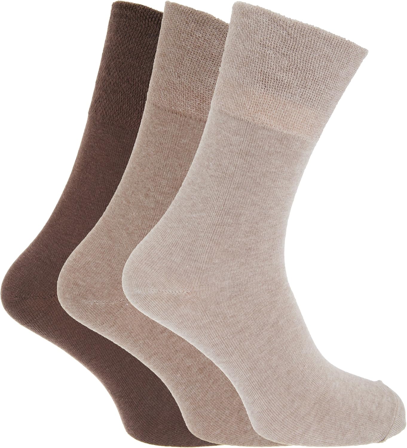 Mens Plain Non Elastic Top Socks (Pack Of 3) (US 712