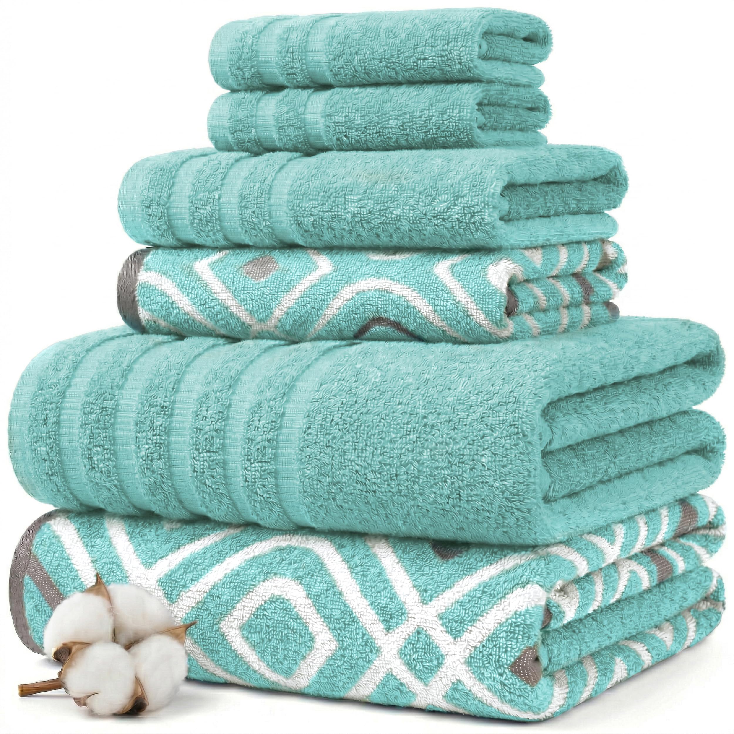 Pacific Coast Textiles 6 Pc Yarn Dyed Towel Oxford Aqua, 6-Piece, 40.6 x 25.4 x 12.7 cm