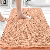 OLANLY Bathroom Rugs 30x20, Extra Soft Absorbent Chenille Bath Rugs, Rubber Backing Quick Dry, Machine Washable Bath Mats for Bathroom Floor, Tub and Shower, Home Decor Accessories, Peach