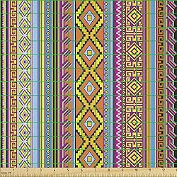 Lunarable Ethnic Fabric by The Yard, Folk Pattern