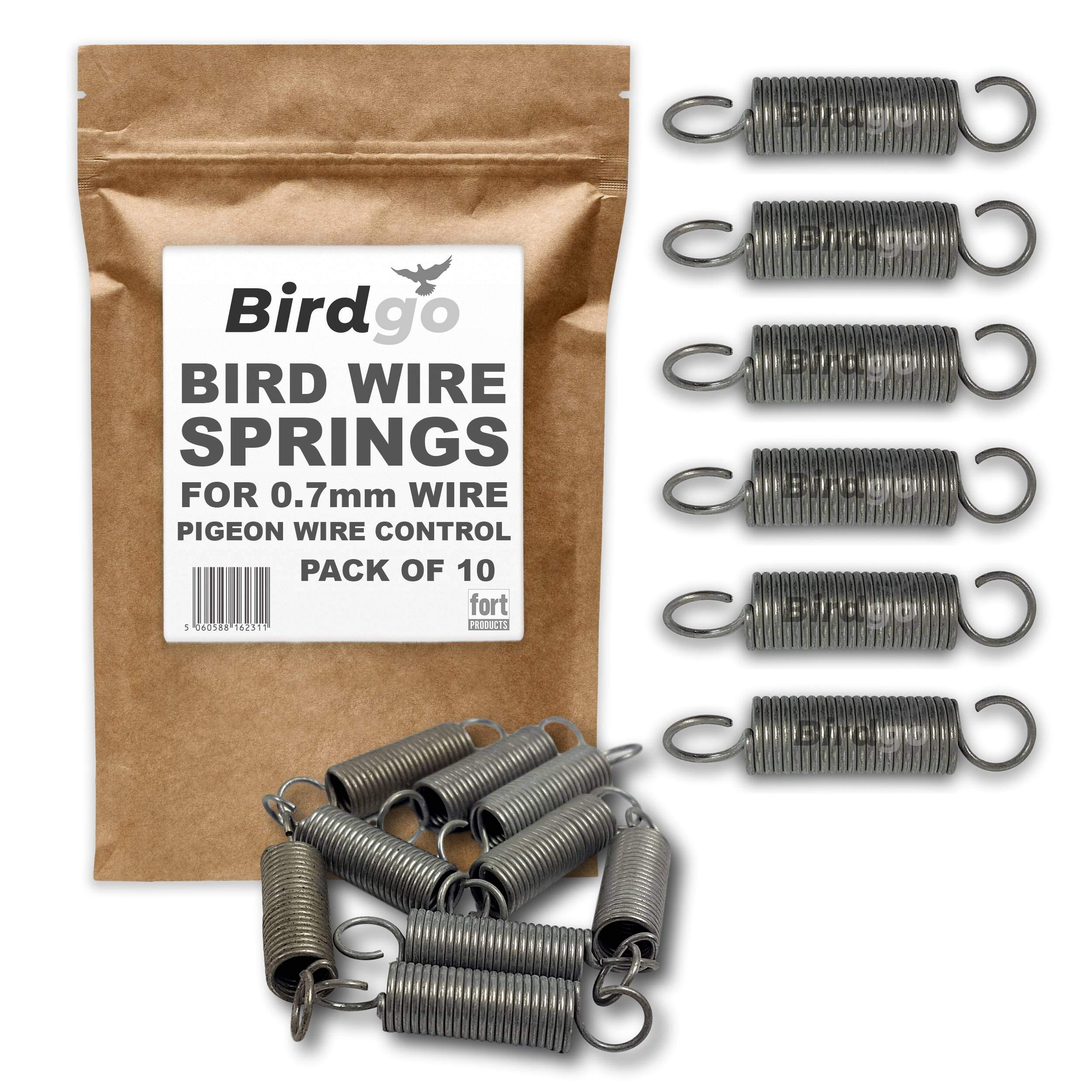 Birdgo 10 x Standard Stainless Steel Springs for Bird Post & Wire Ledge Control Systems - Keeps Pigeon Wire Under Tension