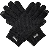BRUCERIVER Men's Pure Wool Knitted Gloves with Warm Fleece Lining