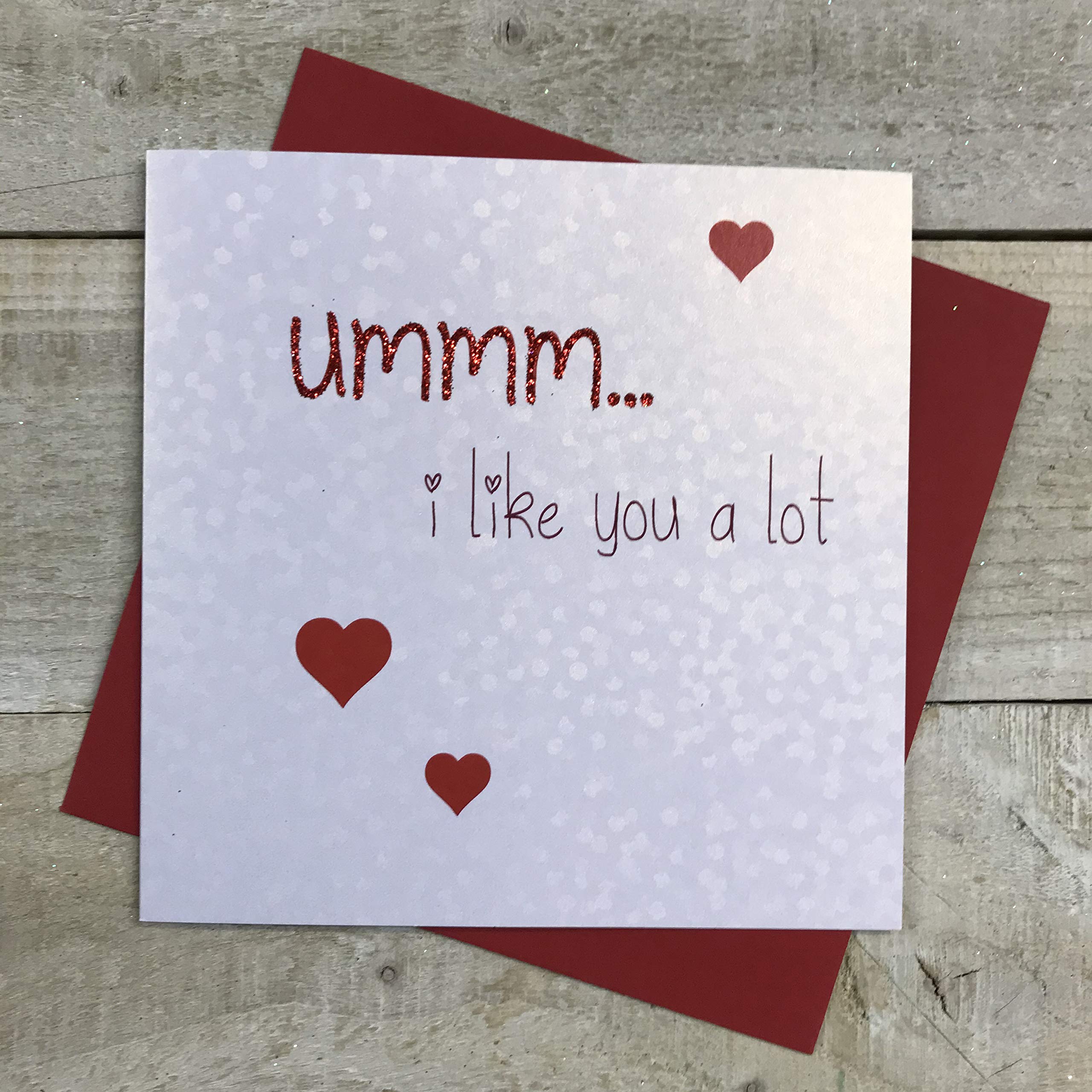 white cotton cards "UMMM…I Like You A Lot Handmade Valentine's Day Card, VLS5