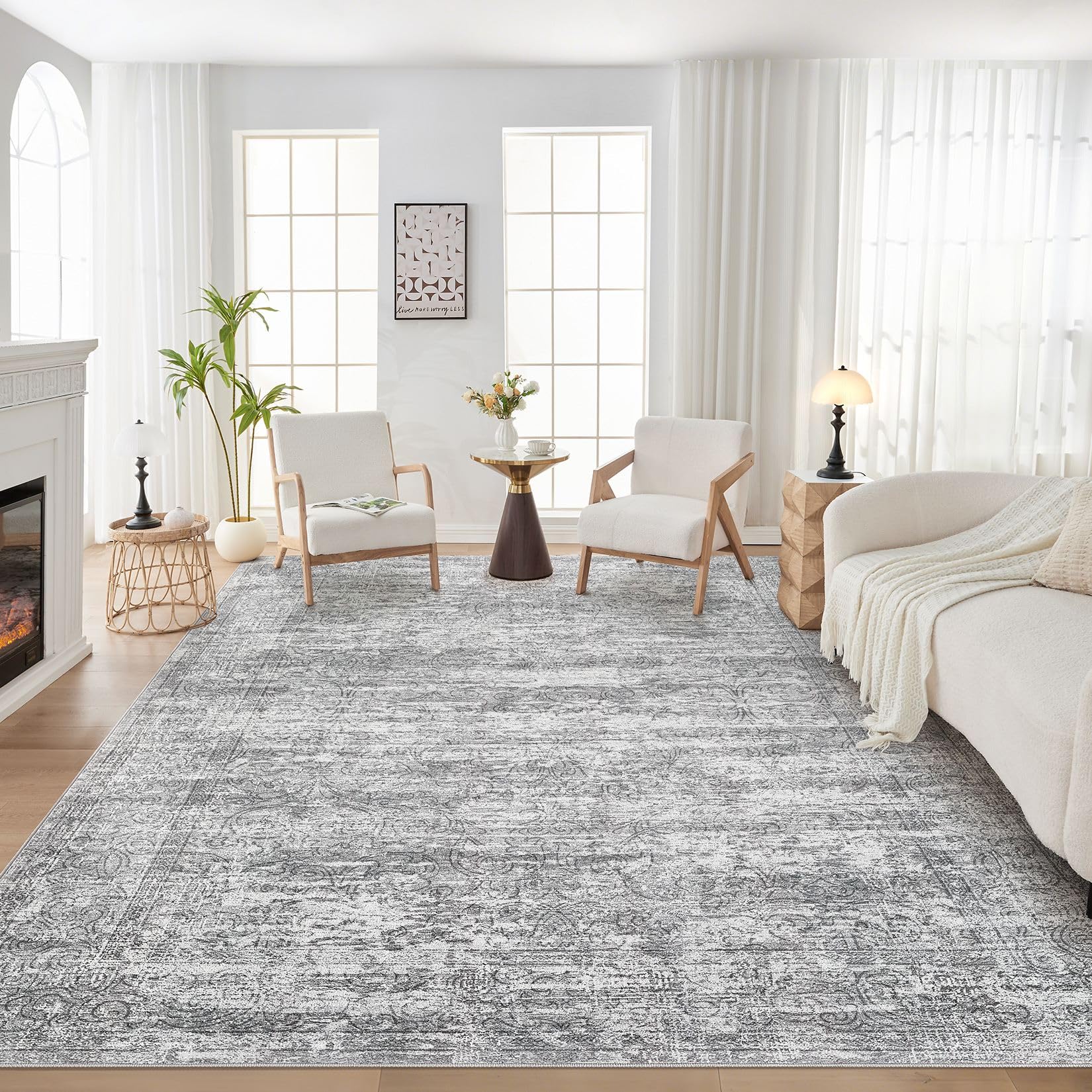 Photo 1 of DMOYEST Area Rug Living Room Rugs - 10x12 Large Soft Indoor Neutral Modern Abstract Low Pile Washable Rug Carpet for Bedroom Dining Room Farmhouse Home Office - Vintage Grey
