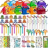 PLOUGVI 320PCS Dinosaur Birthday Party Decorations Favors Supplies, Dino Goodie Bags Fillers Stuffers for Kids Birthday Gifts
