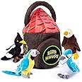 Talking Plush Audubon Birds | Audubon Stuffed Bird | Talking Bird Toy | Audubon Bird Stuffed Animals | Plush Birds with Authentic Sound | Includes 4 Talking Birds | Plush Bird House Shaped Carrier