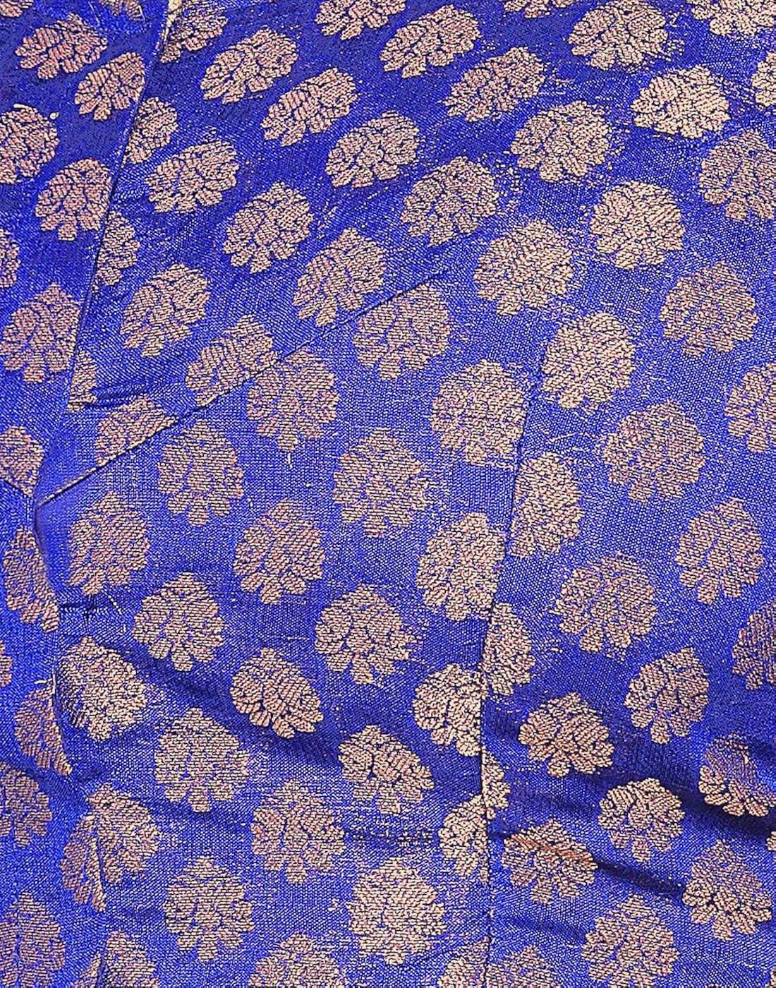 studio shringaar wedding blue solid short sleeve non-padded blouse