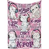 Huglanket Kpop Gifts for Teen Girl K Pop Lovers, Kpop Merch Stuff Blanket for Women for Birthday, Christmas, Cats, 50"x 65"