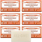 Dr. Bronner's Pure-Castile Magic Bar Soap (Tea Tree, 5 ounce, 6-Pack) - Made with Regenerative Organic Certified Oils, For Face, Body & Hair, Gentle, Vegan, Non-GMO