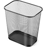 Nuanchu 1 Pcs Black Mesh Trash Cans Bulk, 4 Gallon Metal Wastebaskets | Rectangular Open Top Mesh Waste Baskets, Under Desk Trash Cans for Office Bedroom, Bathroom, Kitchen, 11.7 x 8.5 x 11.8 Inch