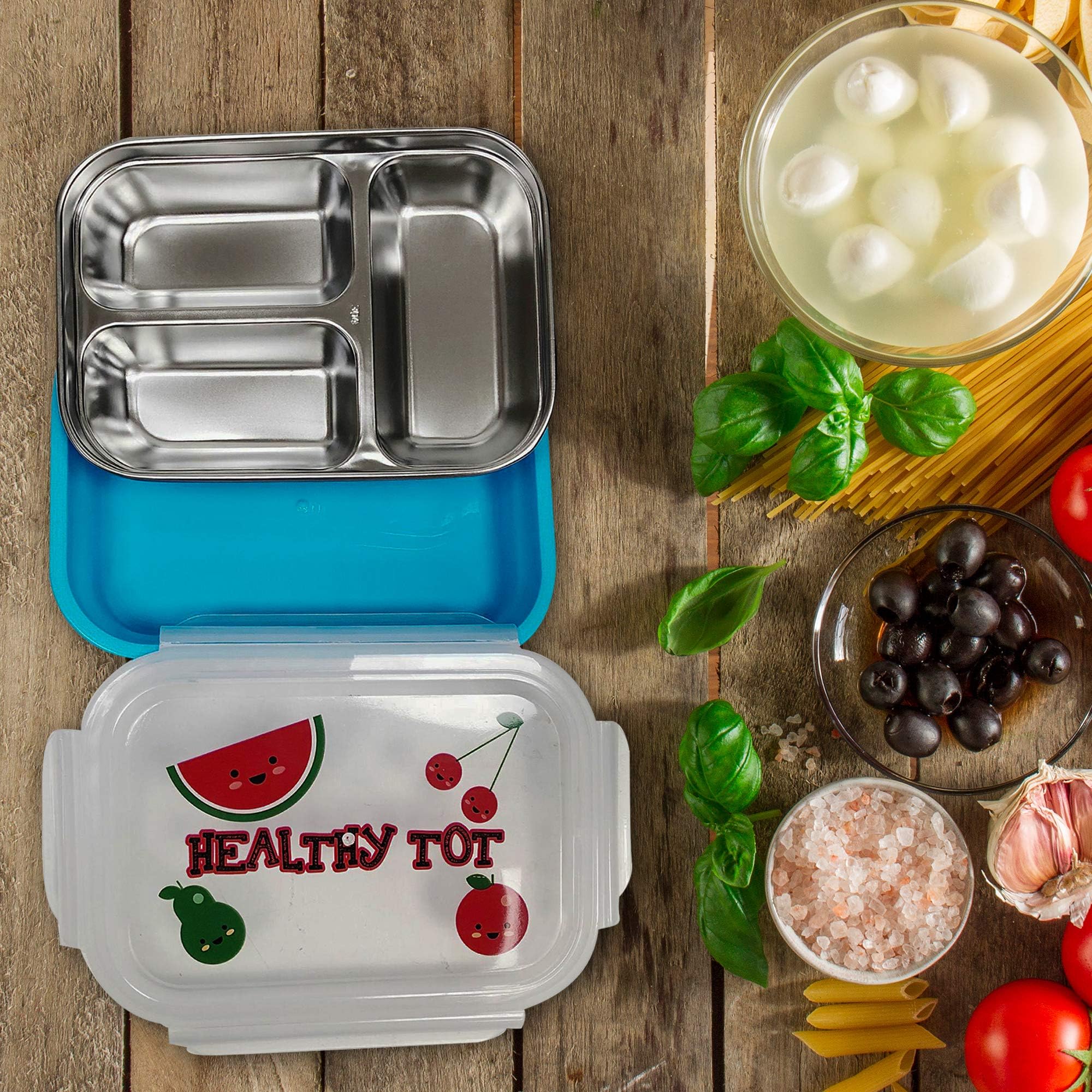 Bento Lunch Box – Stainless Steel Lunch Container – Metal Lunch Box for Kids and Adults – Compartment Food Box – Non-Toxic & BPA-free Material – Leak-Proof Bento Box with Colorful Design