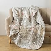 SLPR Cotton Quilted Throw Blanket, 50" x 60" Floral Farmhouse Patchwork Quilt, Shabby Chic Patchwork Throw Lap Quilt for Couch, Walk in The Cotswolds