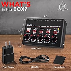 Pyle 4-Channel Wireless Bluetooth 5.0 Line Mixer