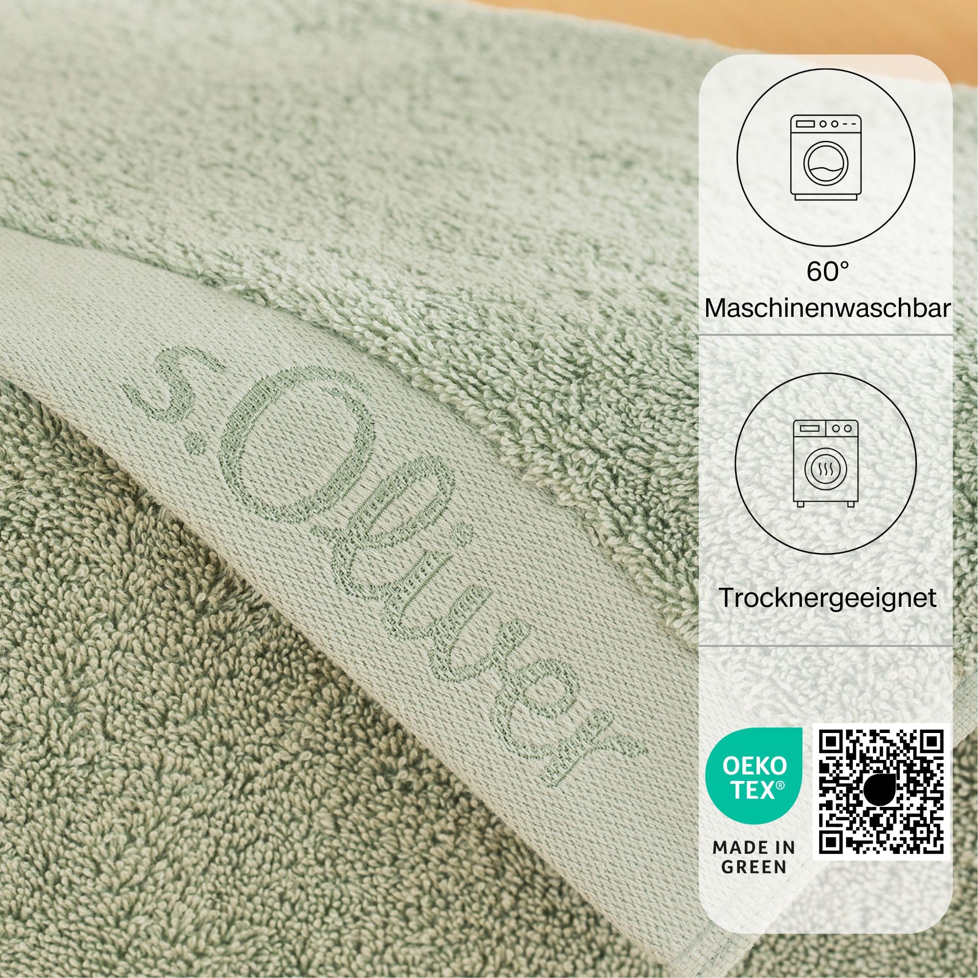 s.Oliver Handtuch 50x100 cm - 100% Baumwolle, 600 g/m², weich & saugstark, Handtücher hellgrün 4