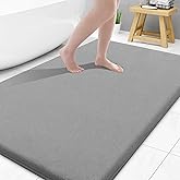 Smiry Memory Foam Bath Mat 40x32, Extra Soft and Absorbent Bathroom Mats, Non Slip Washable Carpet for Floor, Shower and Tub, Grey