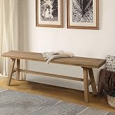 Wnutrees 55" Farmhouse Solid Wood Bench, Rustic Dining Entryway Bench | Indoor Hallway Seat for End of Bed, Living Room, Easy Assembly, Natural