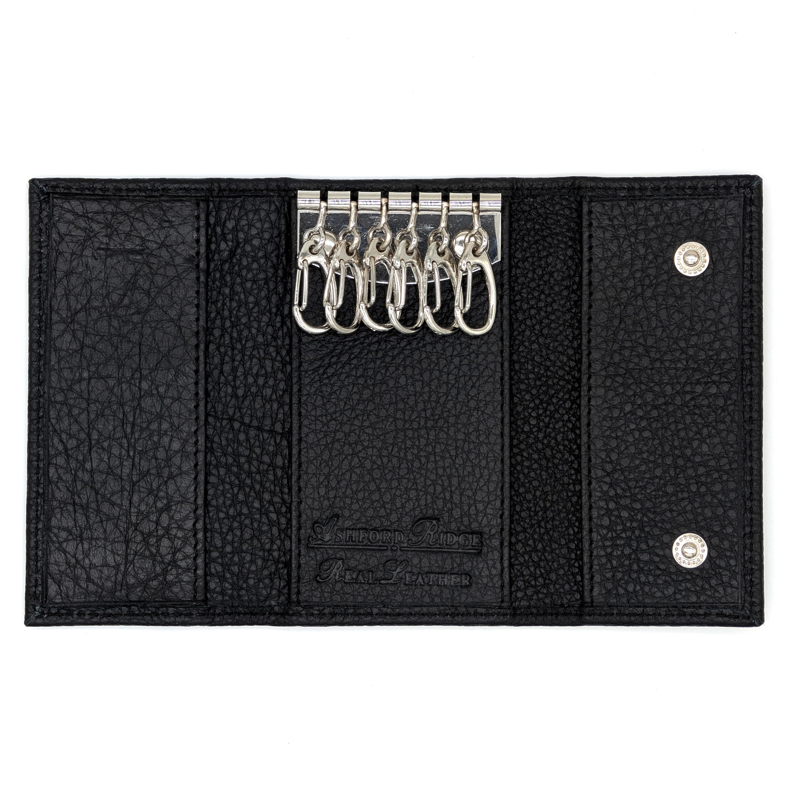 Ashford Ridge Real Leather Key Case Holder Wallet for Men and Women - Black