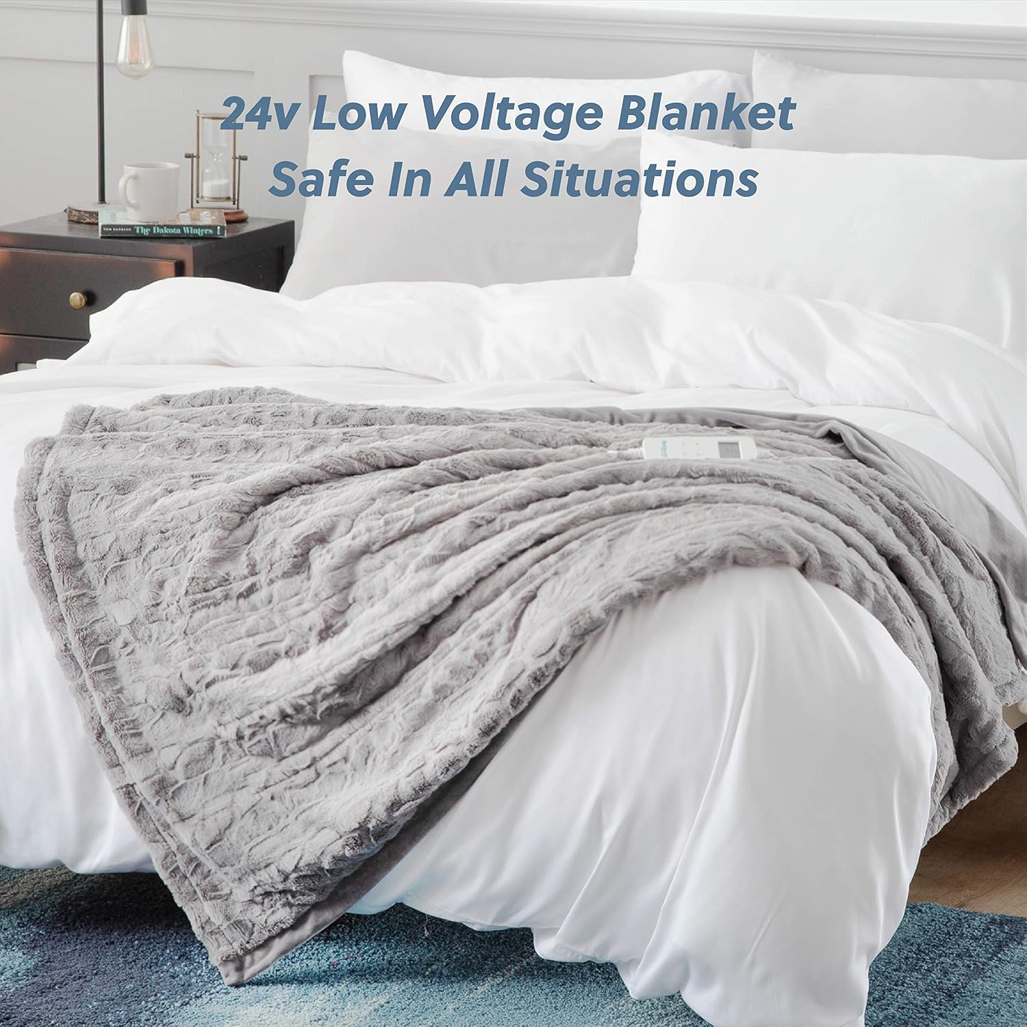 Bedsure Heated Blanket Throw Electric - with 6 Heat Setting Low Voltage, Fast - Heating Blanket 1/2/3/4 H Timer Auto - Off, Fuzzy Super Soft Flannel Fleece Throw Blanket, 50 x 60 inch Grey: Kitchen & Dining