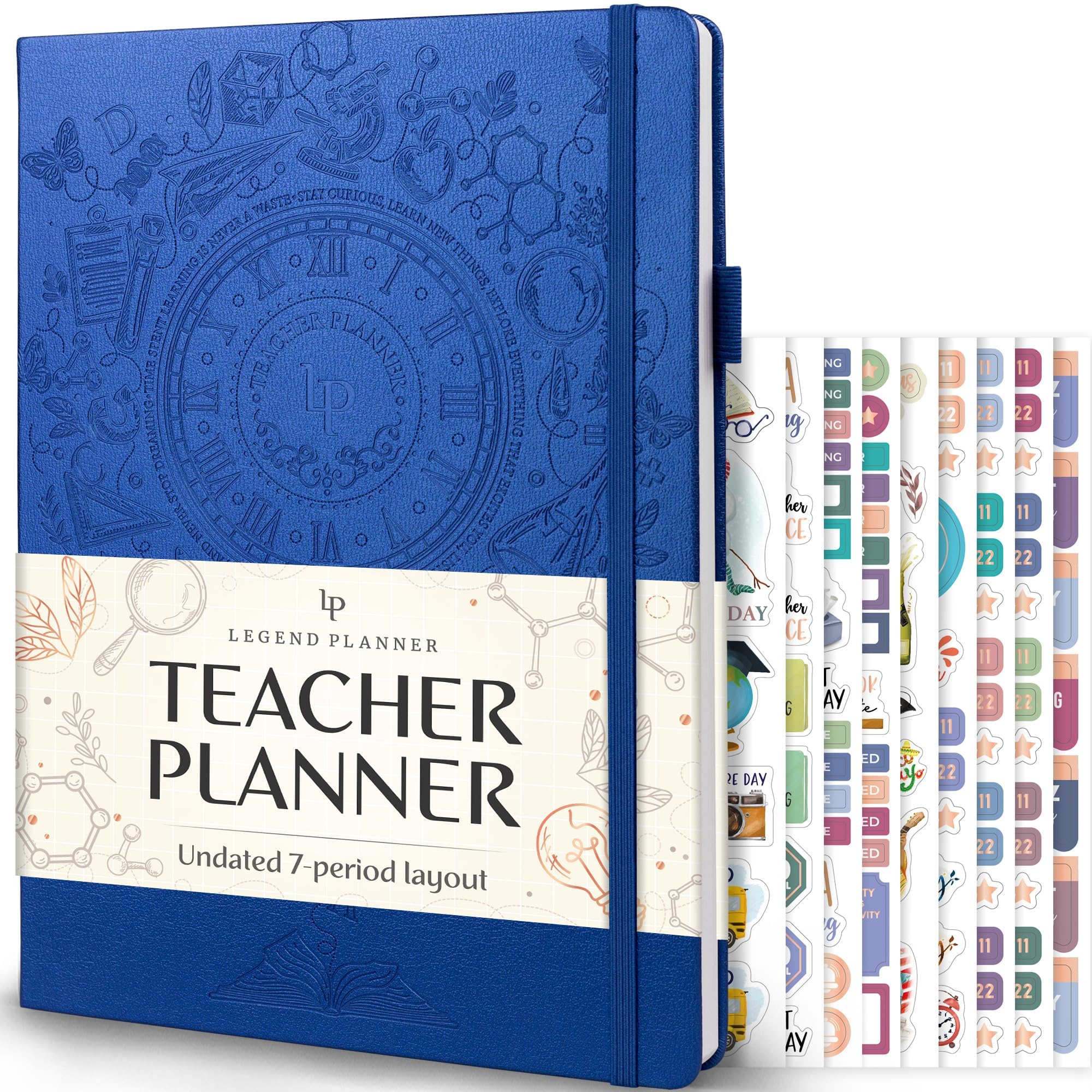 Photo 1 of Legend Teacher Planner – Undated Lesson Plan Book for Teachers with Weekly & Monthly Calendars - Classroom Organization & School Year Planner – 8.5”x11.5” Hardcover (Mystic Blue Debossed)