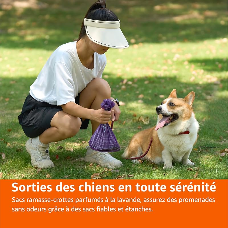Sacs à déjections canines sans distributeur, 300 pièces, 20 lot de 15, parfum lavande