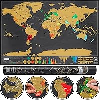 Luckies of London | Scratch Off World Map Deluxe | Travel Map To Track Travels | World Map Wall Art For Room & Office Decor |