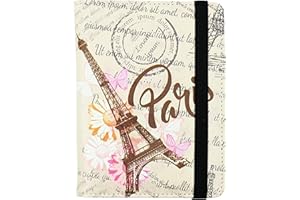 BASSYIL Eiffel Tower Passport Holder for Women and Men PU Leather Passport Cover for Travel