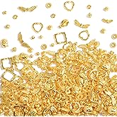 400Pcs Metal Spacer Beads for Jewelry Making, Silver & Gold Plated Findings for Bracelet, Small Hole, Mixed Style (Gold Plated)