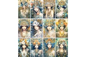 Peacock Ladies Rice Papers, 8 x 10.5 inch (A4) - 6 Pieces | 6 Unique Designs | Versatile Decoupage Designs for Art Projects &