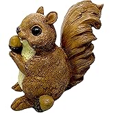 CNFCollection Brown Squirrel Statue with Acorn – Hand-Painted Polyresin Garden Figurine for Lawn, Patio & Planters – Rustic Outdoor Animal Décor