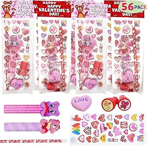 JOYIN 56 Pack Assorted Valentines Day Stationery for Kids Valentine School Classroom Exchange Gift Party Favor Supplies