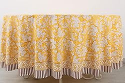 Ridhi Saffron Yellow 100% Cotton Round 60